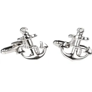Silvertone Novelty Anchor Cufflinks with Jewelry Box