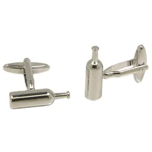 Silvertone Novelty Bottle Cufflinks with Jewelry Box