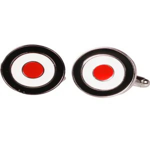 Silvertone Novelty Bullseye Cufflinks with Jewelry Box