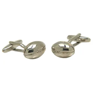 Silvertone Novelty Football Cufflinks with Jewelry Box
