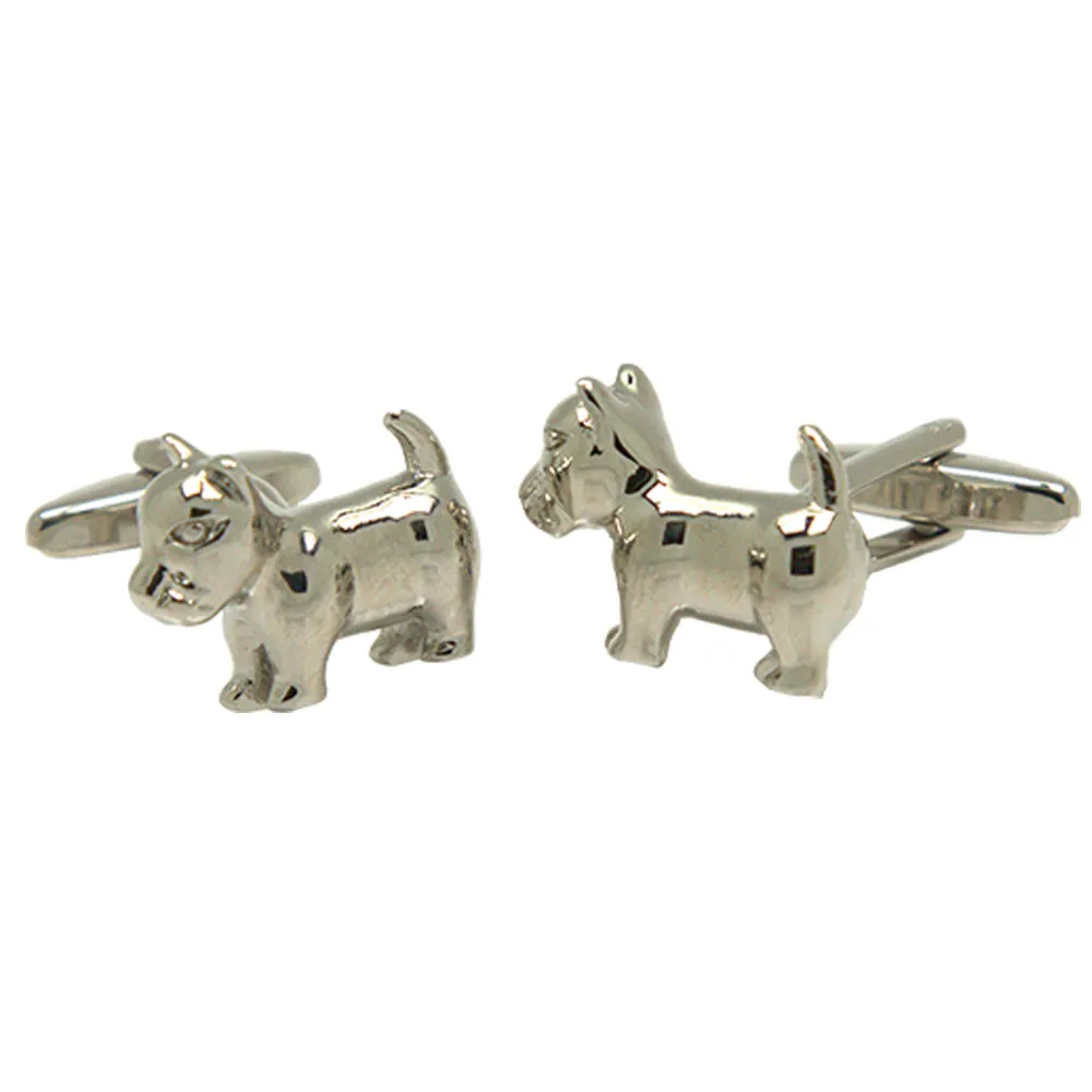 Silvertone Novelty Pitbull Cufflinks with Jewelry Box