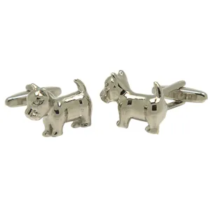Silvertone Novelty Pitbull Cufflinks with Jewelry Box
