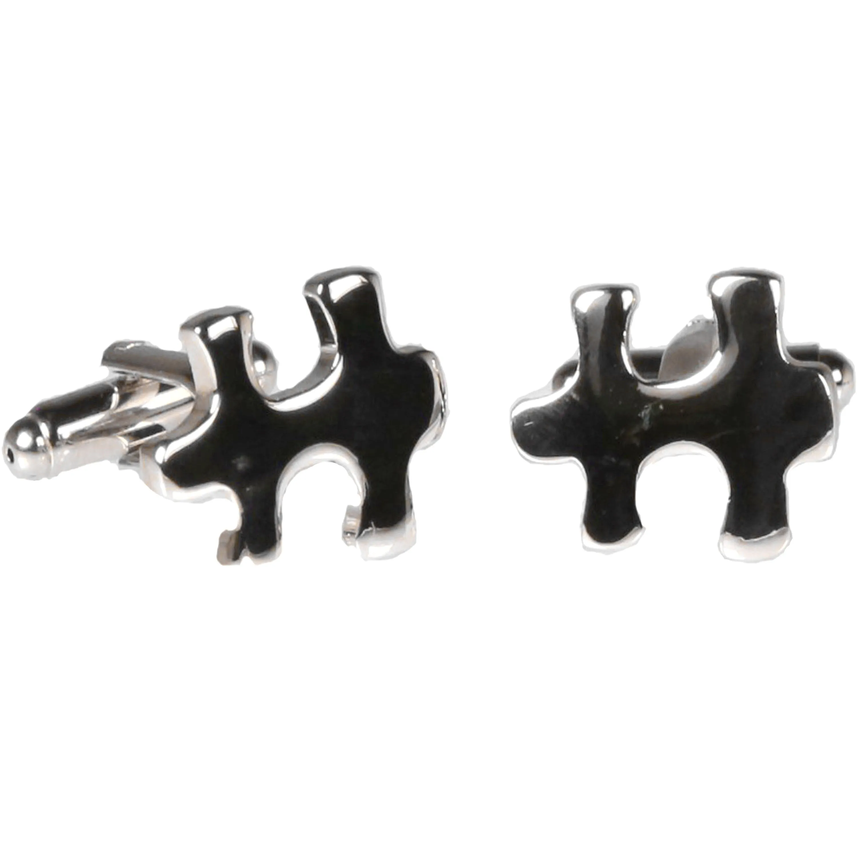 Silvertone Novelty Puzzle Piece Cufflinks with Jewelry Box