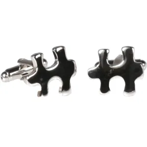 Silvertone Novelty Puzzle Piece Cufflinks with Jewelry Box