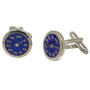 Silvertone Novelty Speedometer Cufflinks with Jewelry Box