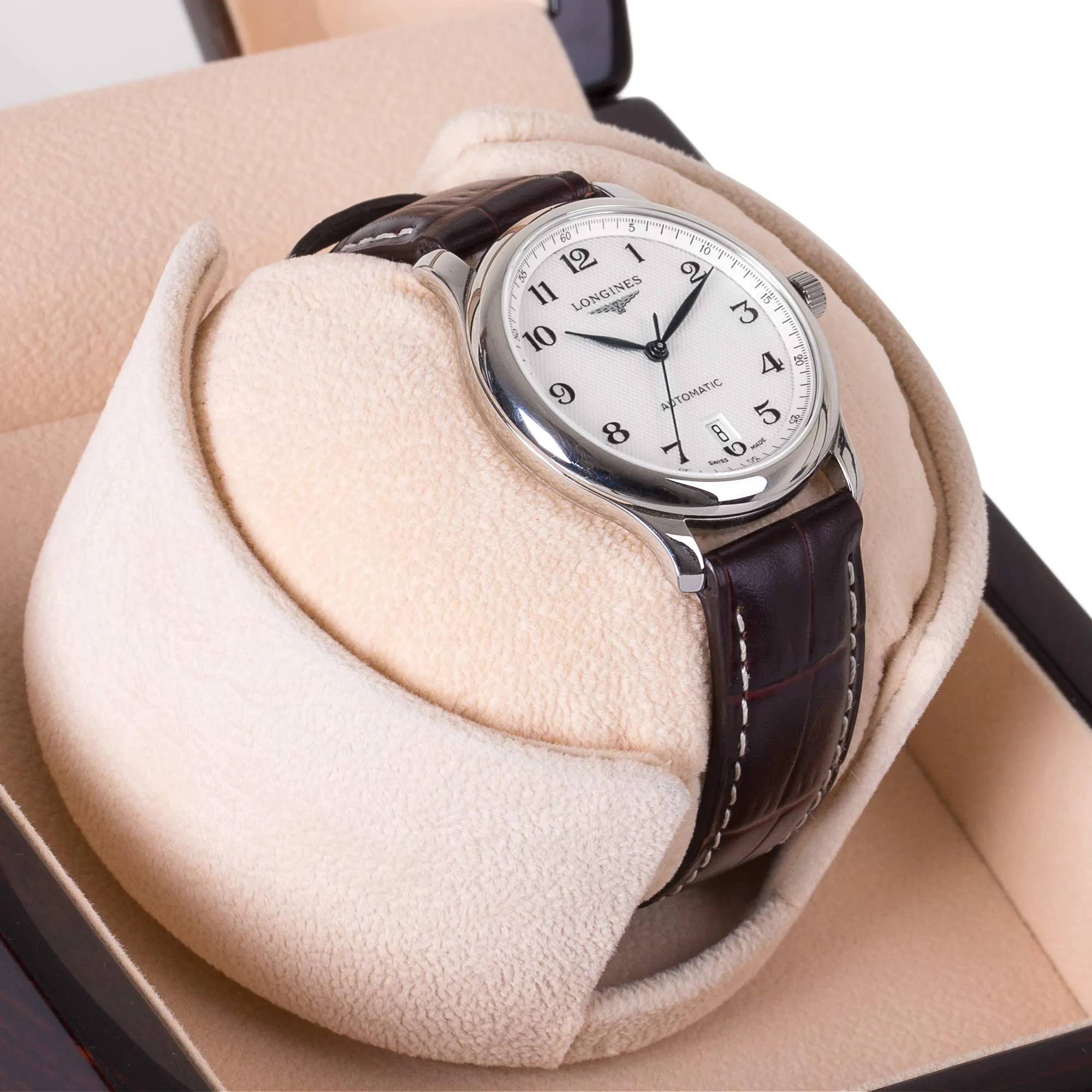 Single Wooden Watch Winder, Brown Wooden Pattern