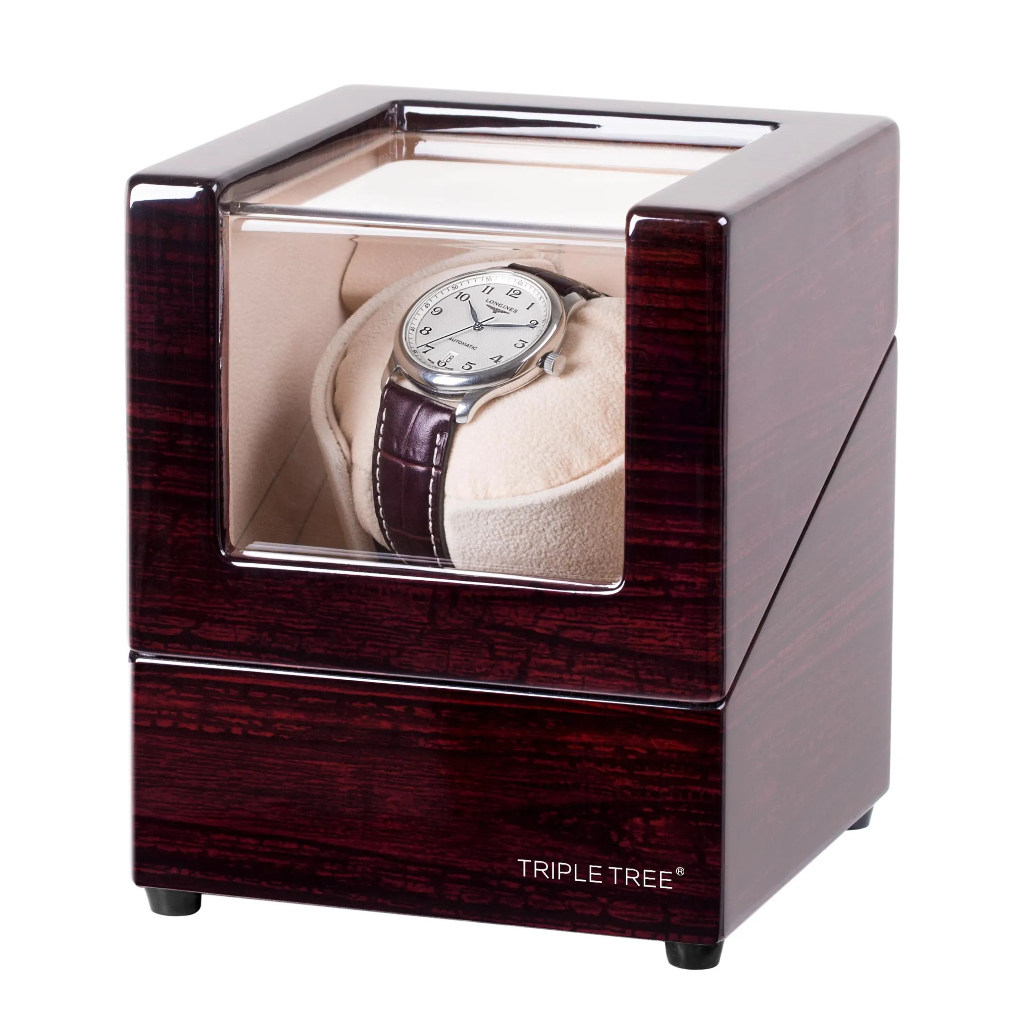 Single Wooden Watch Winder, Brown Wooden Pattern