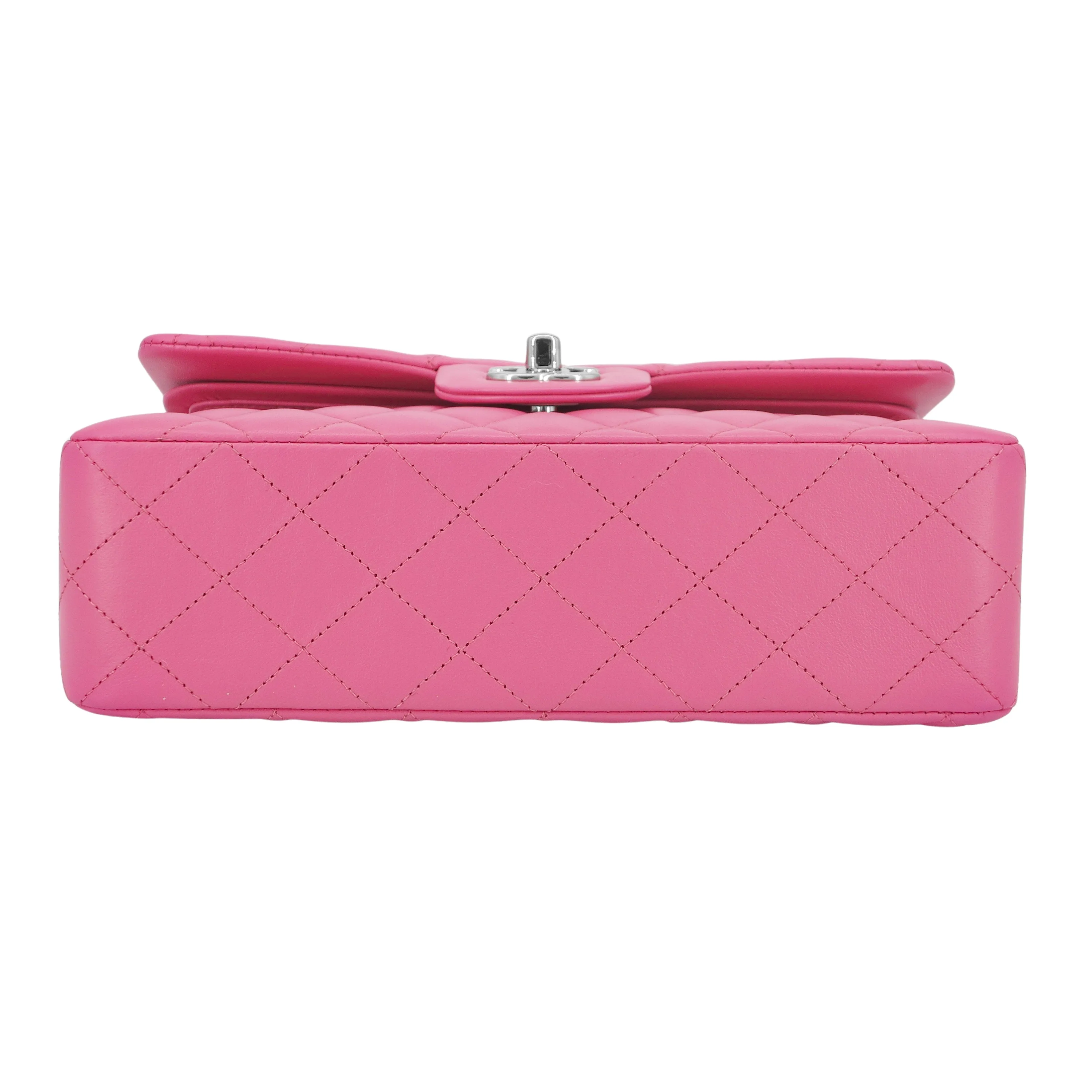 Small Classic Double Flap Bag in Barbie Pink Lambskin