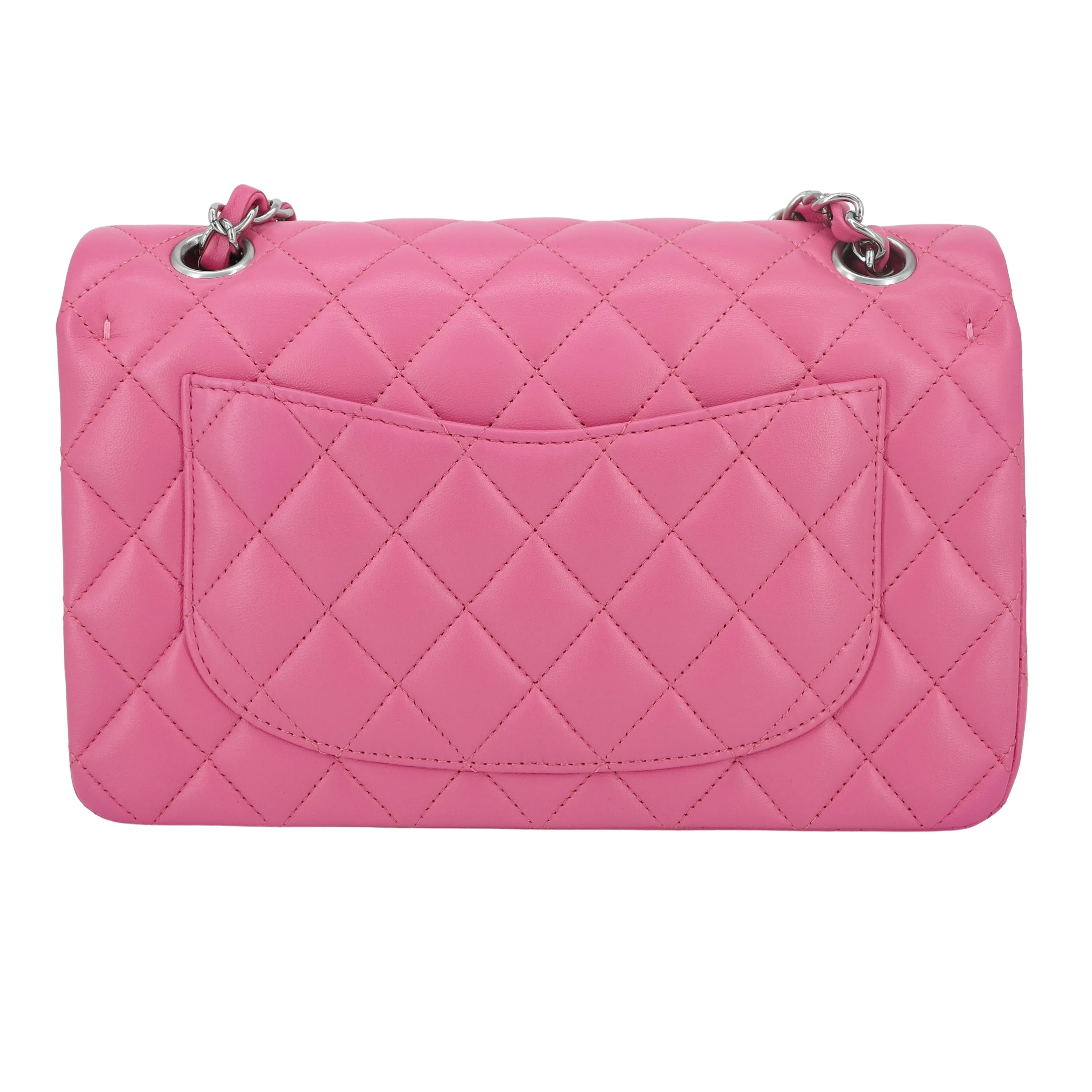Small Classic Double Flap Bag in Barbie Pink Lambskin