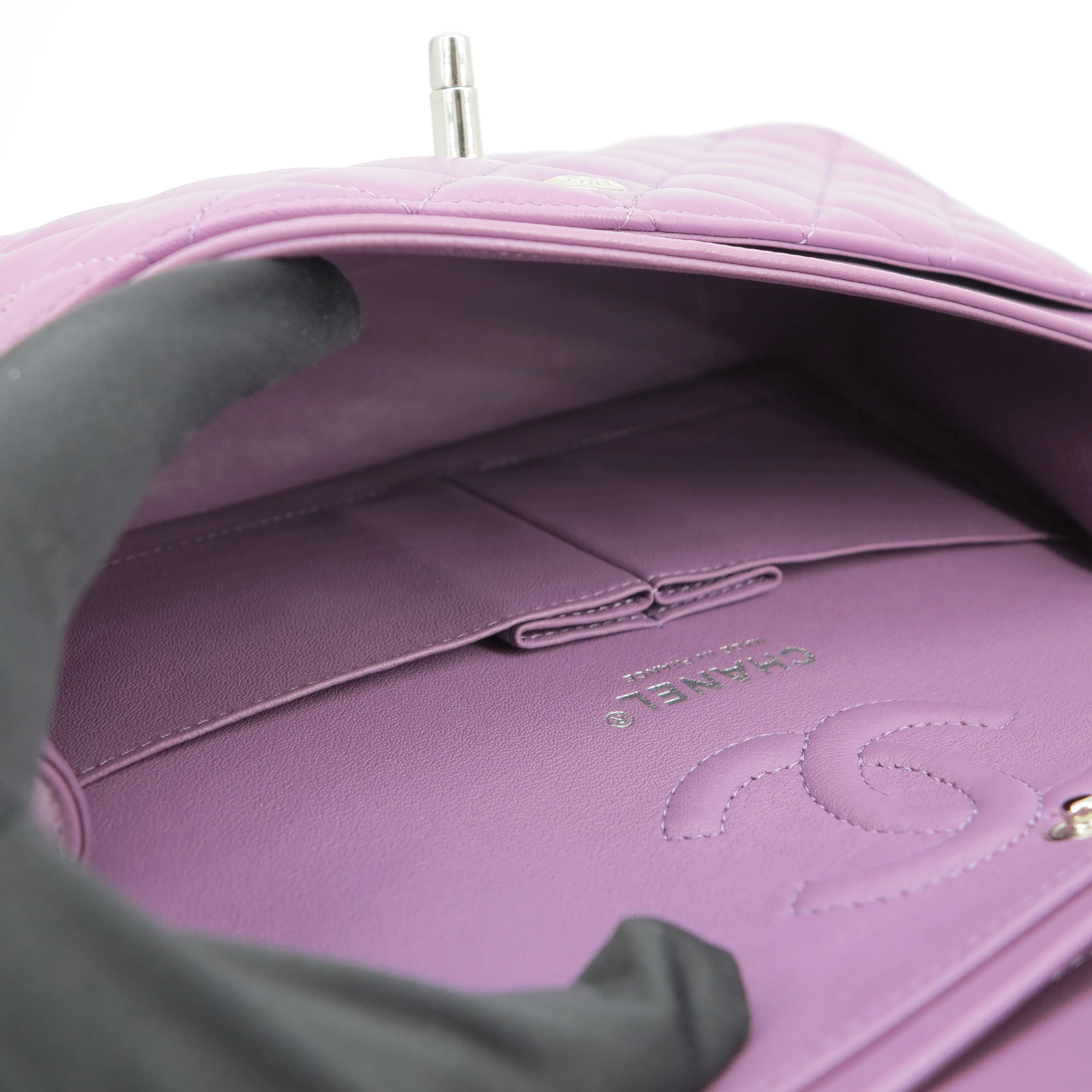 Small Classic Double Flap Bag in Purple Lambskin