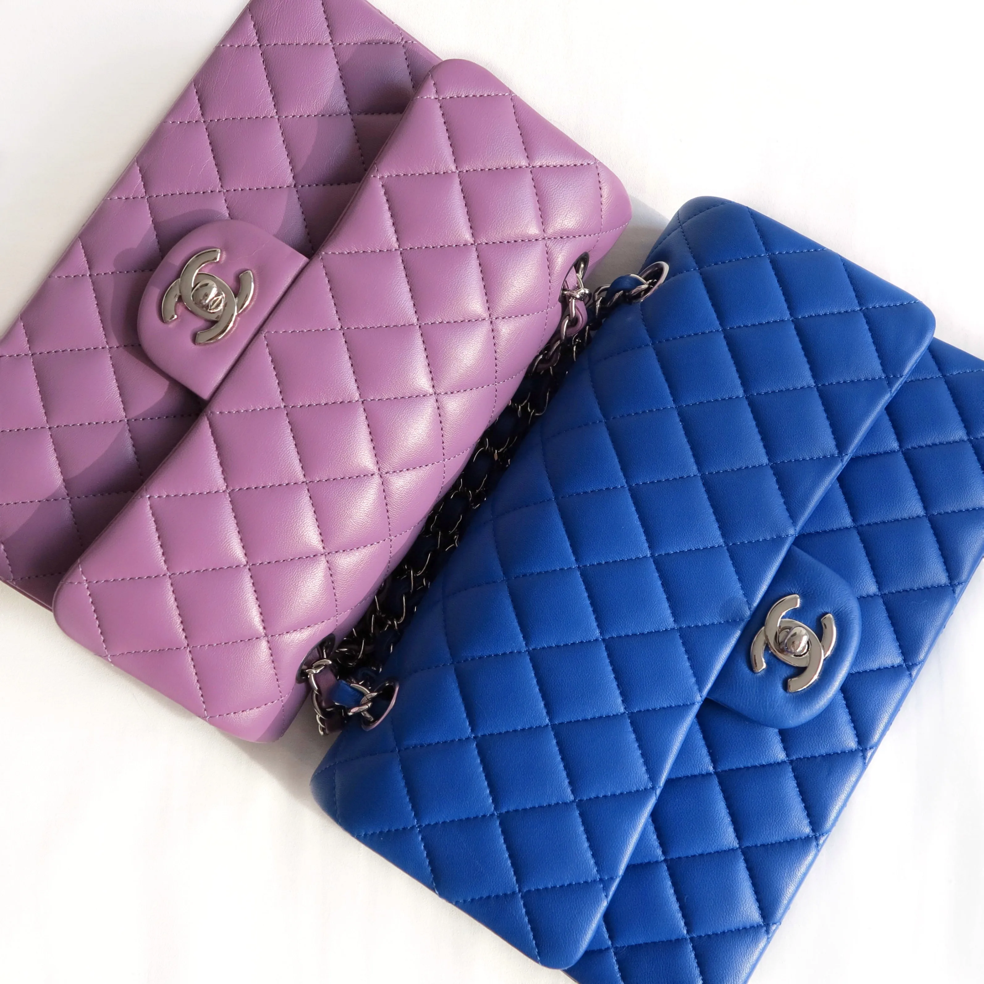Small Classic Double Flap Bag in Purple Lambskin