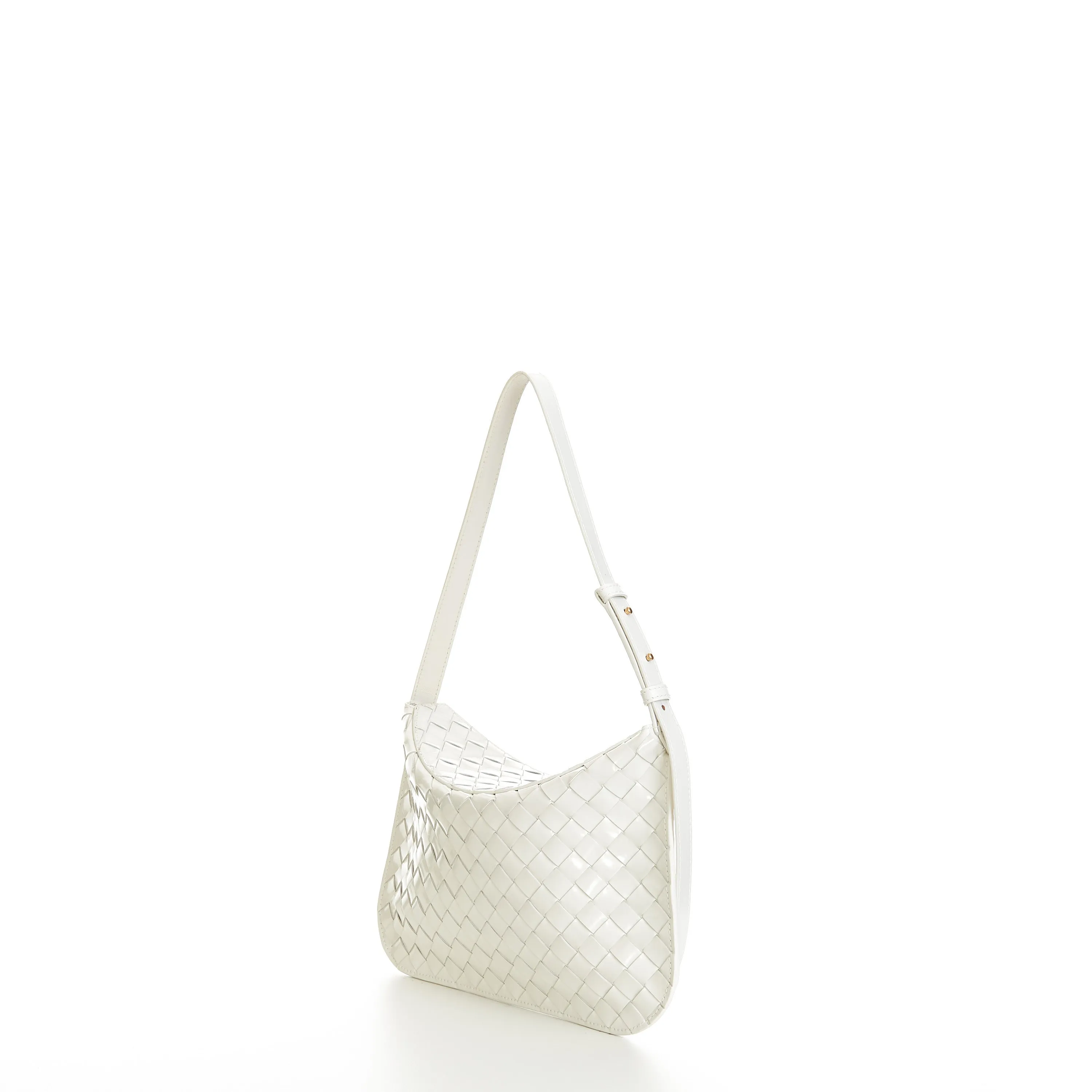 Small FLAP Bag In Bottega White Intrecciato Brushed Leather