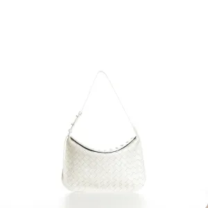Small FLAP Bag In Bottega White Intrecciato Brushed Leather