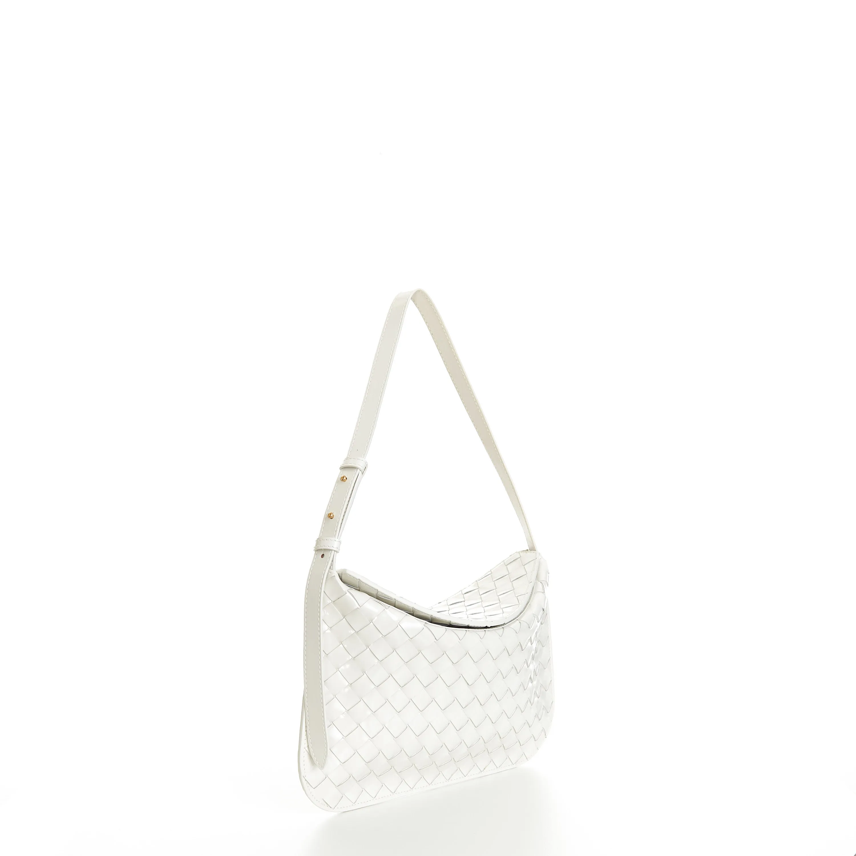 Small FLAP Bag In Bottega White Intrecciato Brushed Leather