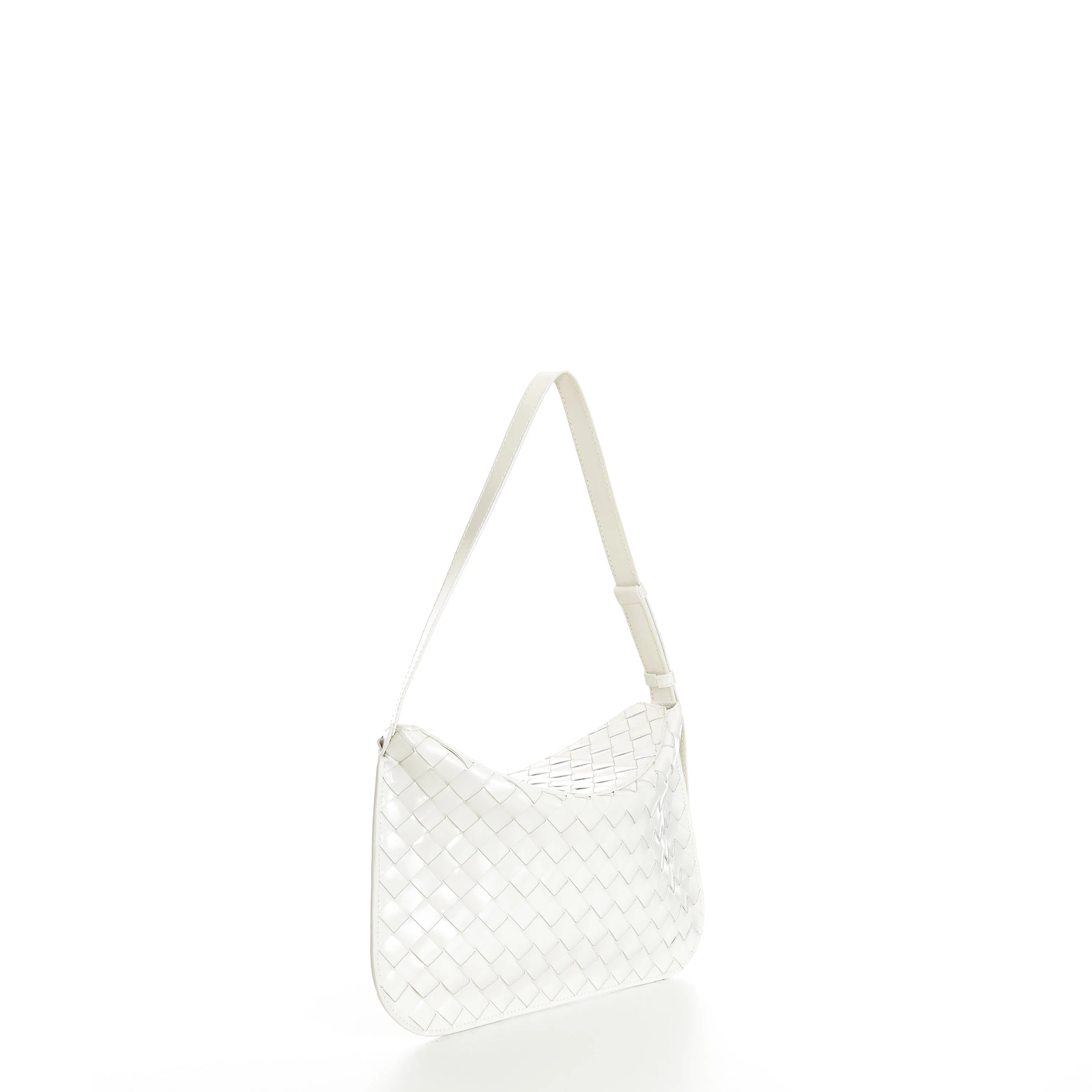 Small FLAP Bag In Bottega White Intrecciato Brushed Leather