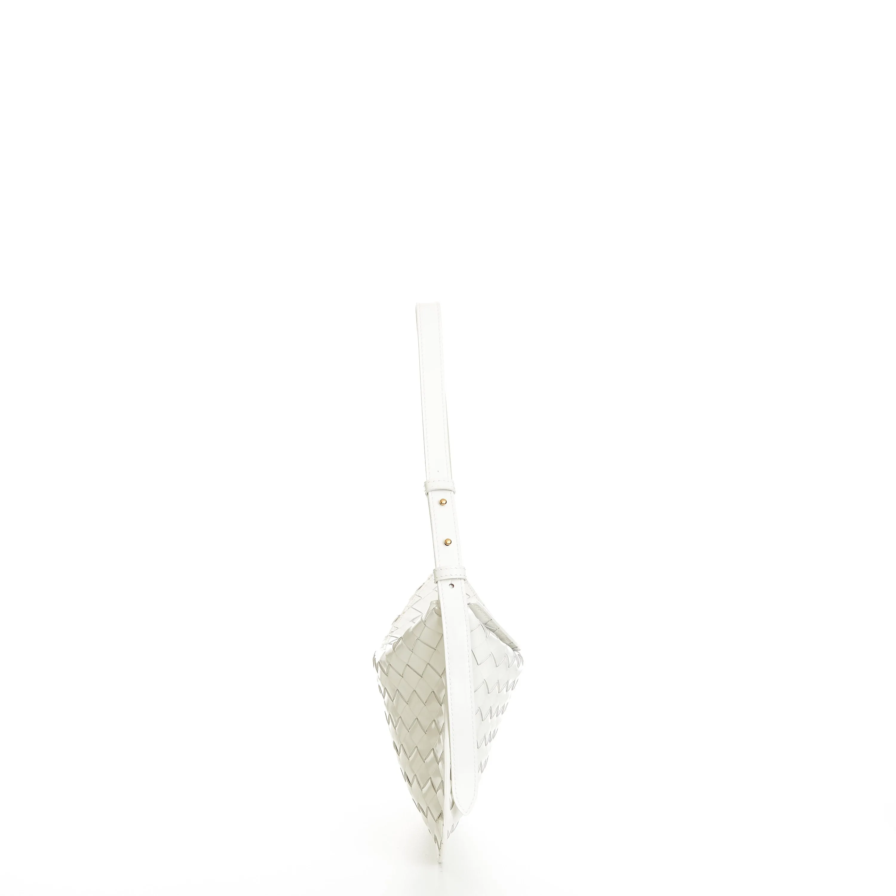 Small FLAP Bag In Bottega White Intrecciato Brushed Leather