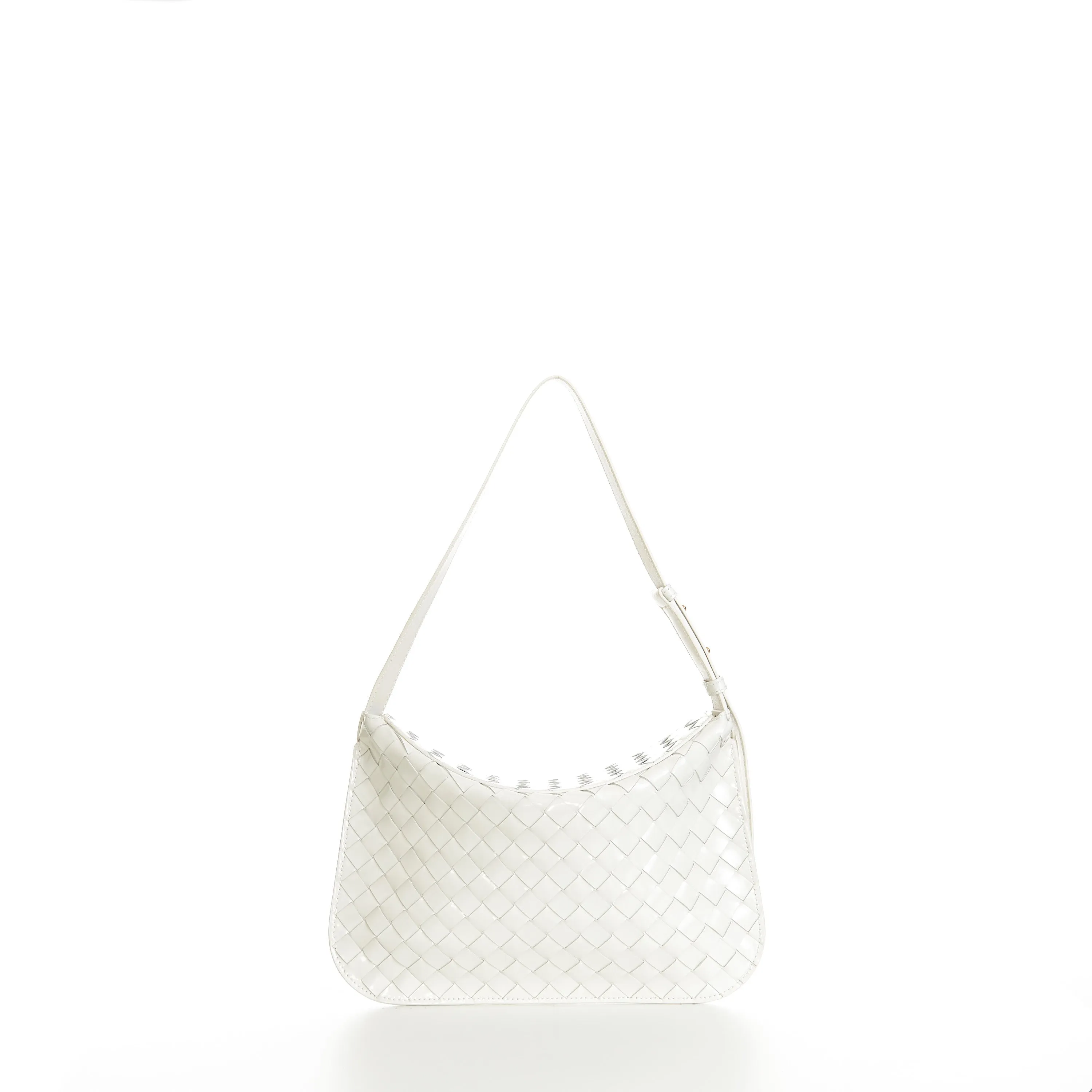 Small FLAP Bag In Bottega White Intrecciato Brushed Leather