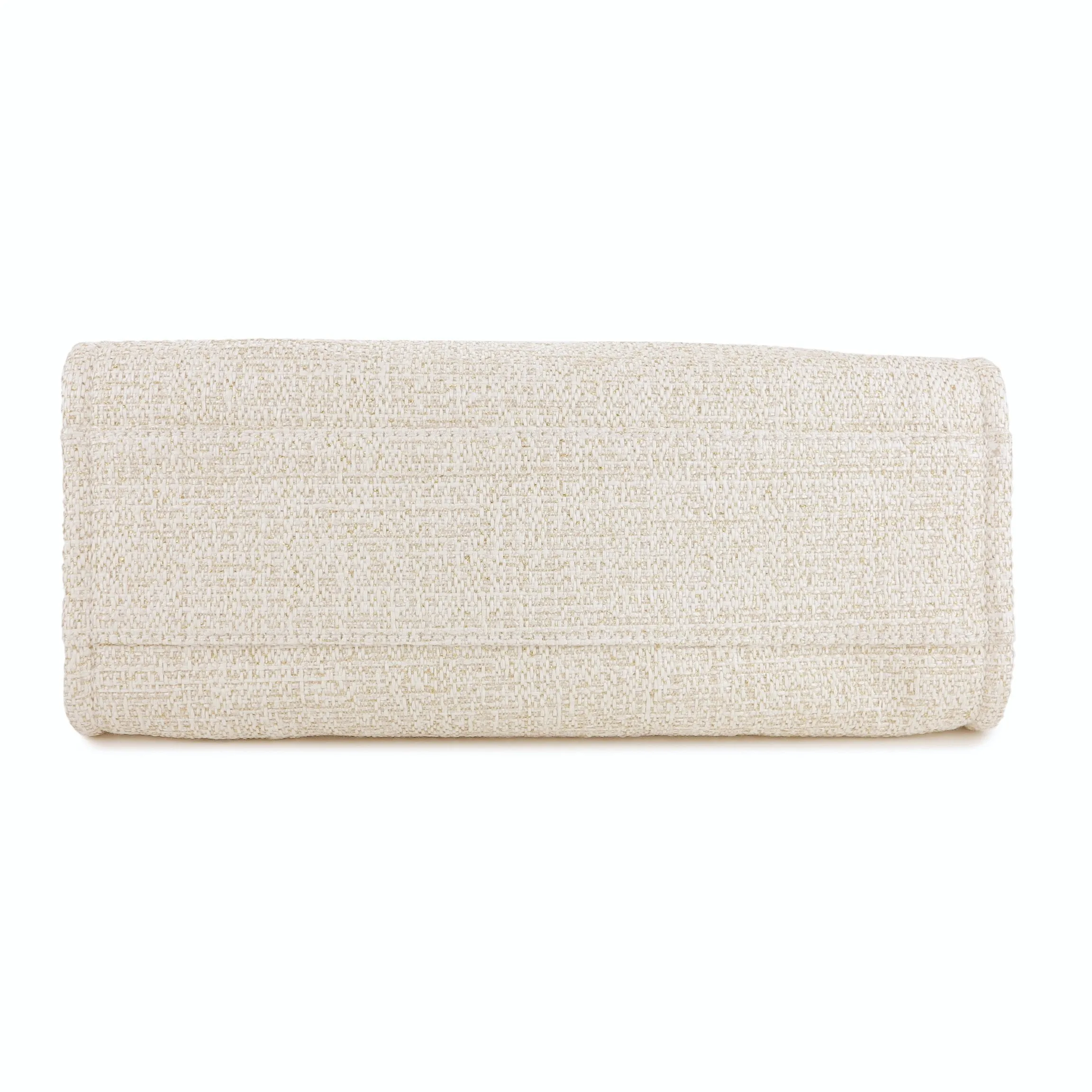Small Glitter Deauville Tote Bag in Beige Canvas