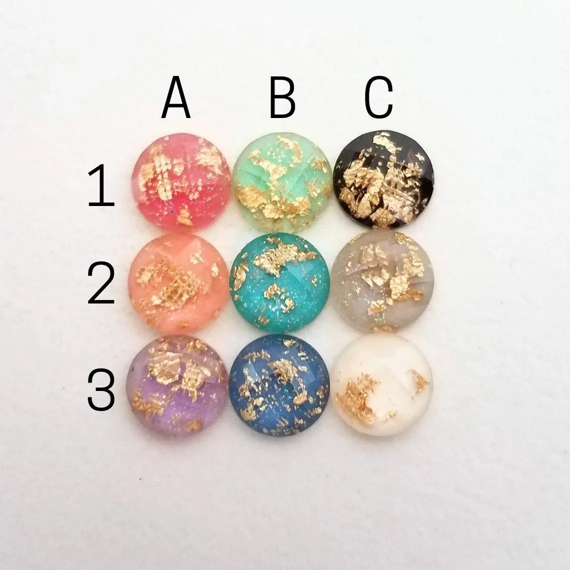 Small Round Purple Earrings, gold stainless steel stud, light purple stud, gold foil studs, little gold leaf studs, pale light purple, lilac