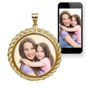 Small Round w/ Rope Frame Photo Pendant Jewelry