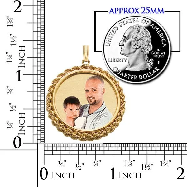 Small Round w/ Rope Frame Photo Pendant Jewelry