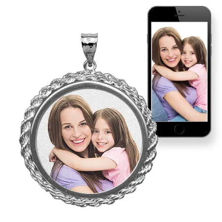 Small Round w/ Rope Frame Photo Pendant Jewelry
