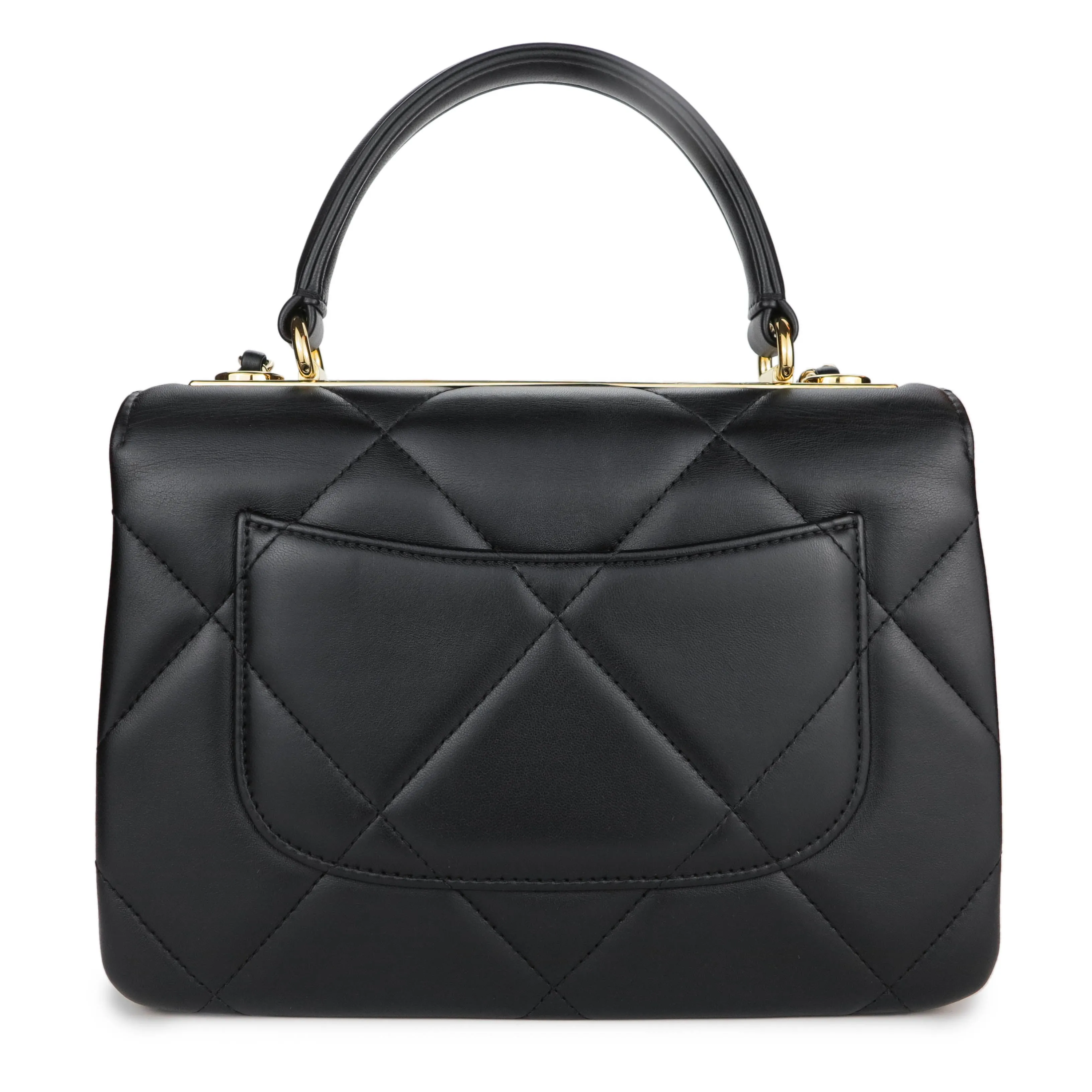 Small Trendy CC Flap Bag with Top Handle in Black Lambskin
