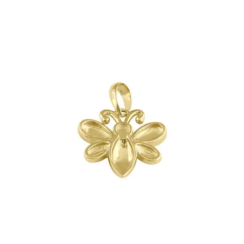 Solid 14K Gold Bee Pendant