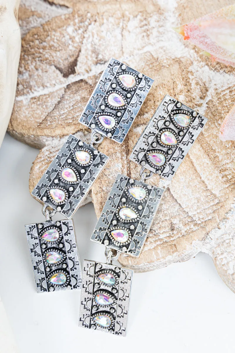 Sparkle In Your Eyes Iridescent Silvertone Earrings