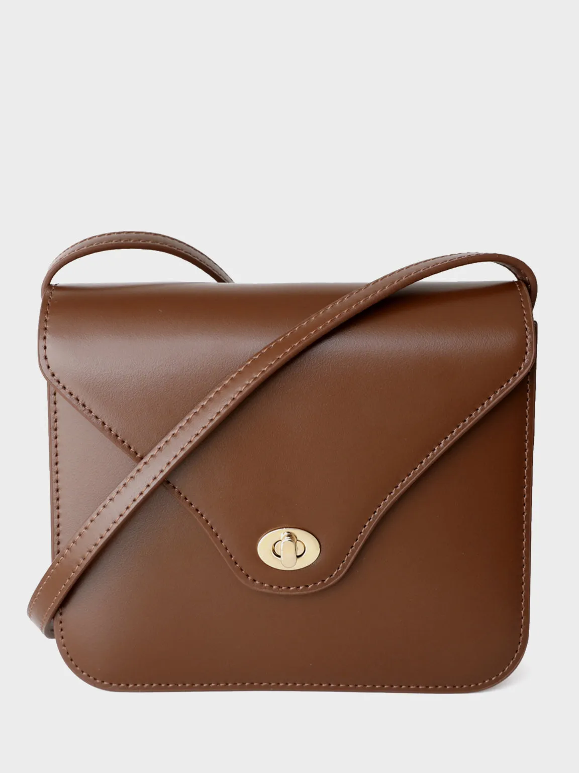 Square Envelope Shoulder Bag Flap Top Leather Satchel Bag