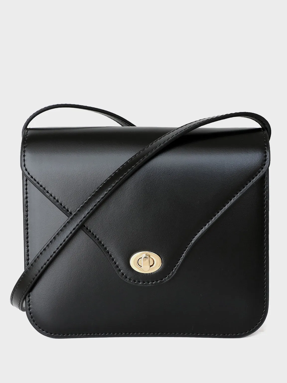 Square Envelope Shoulder Bag Flap Top Leather Satchel Bag