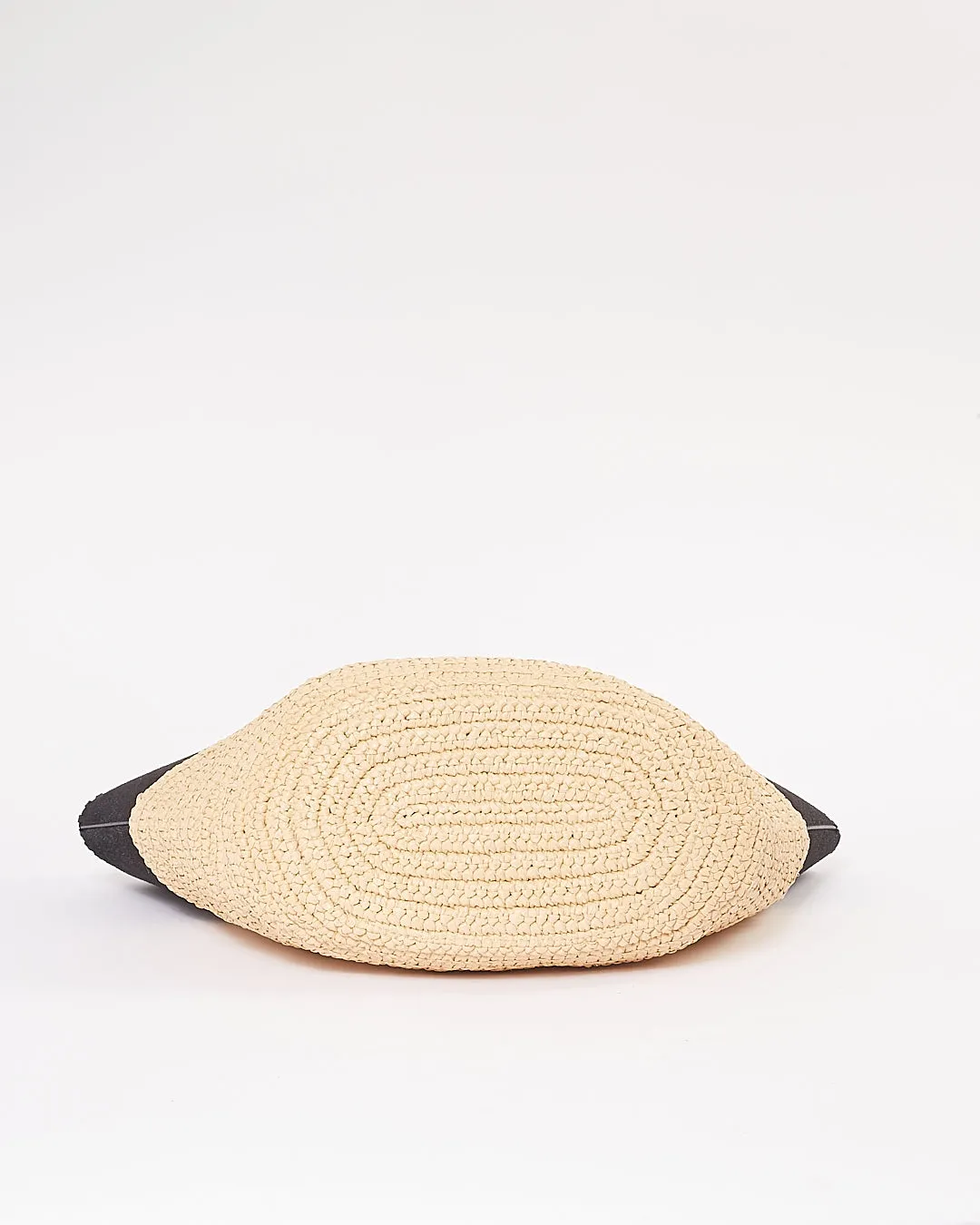 Stella McCartney Black/Beige Vegan Leather & Straw Tote Bag