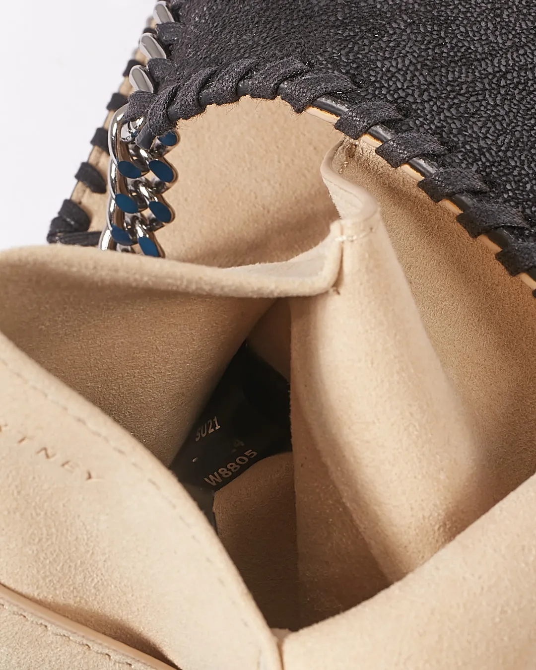 Stella McCartney Black/Beige Vegan Leather & Straw Tote Bag