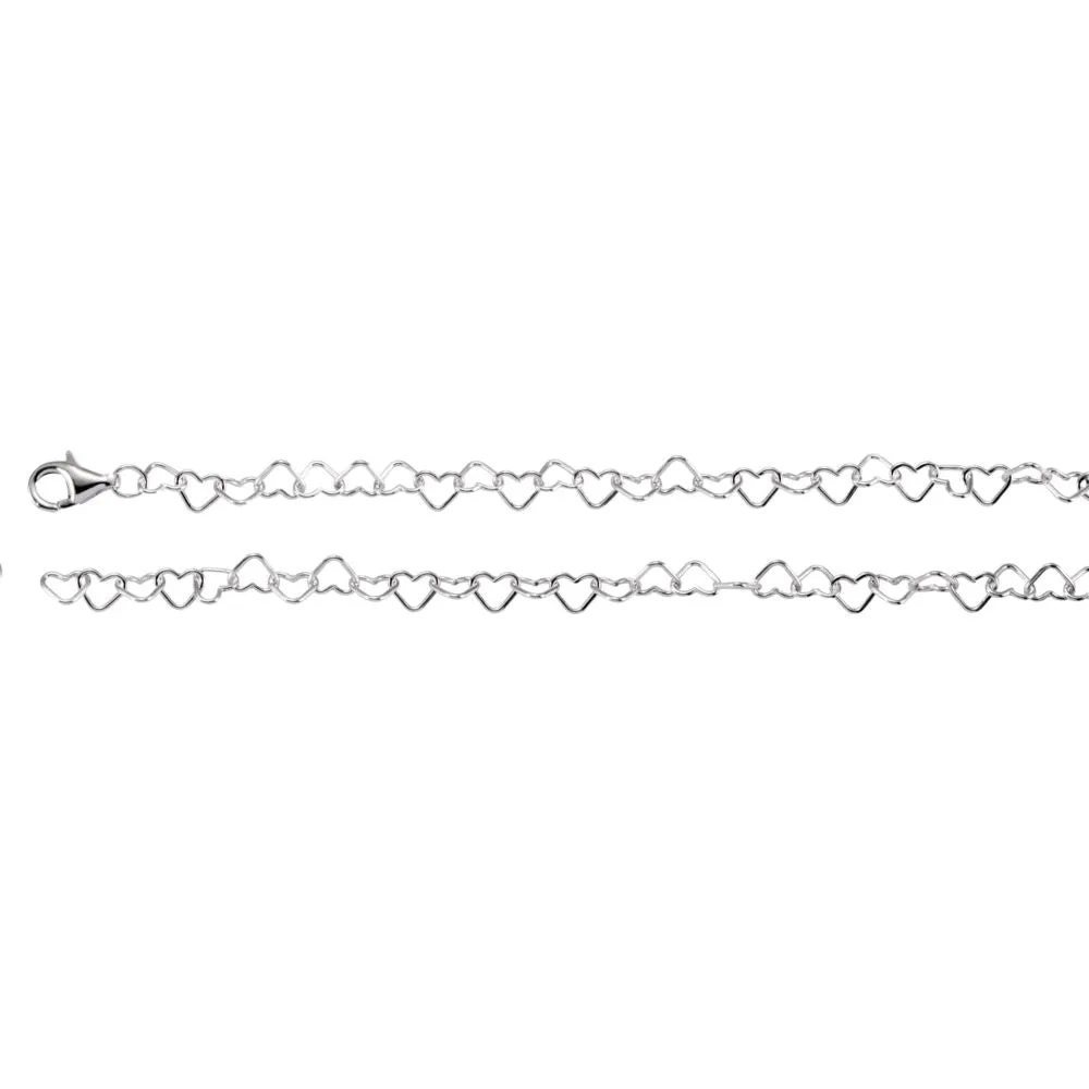 Sterling Silver 4.5mm Heart Link 18" Chain