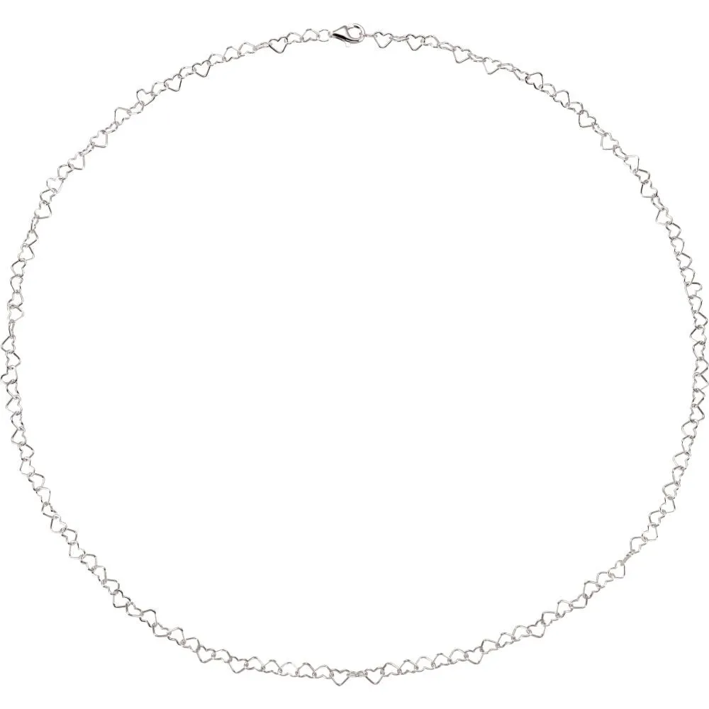 Sterling Silver 4.5mm Heart Link 18" Chain