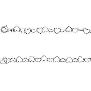 Sterling Silver 6mm Heart Link 18" Chain