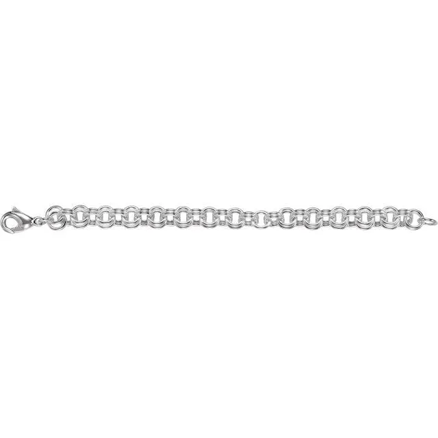 Sterling Silver 9 mm Double Link Charm 7 1/2" Bracelet