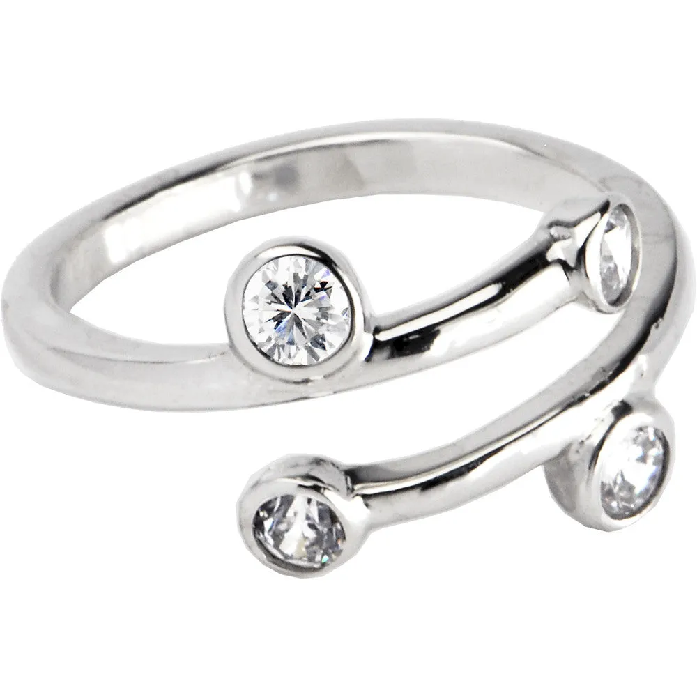 Sterling Silver 925 Cubic Zirconia Spiral Toe Ring
