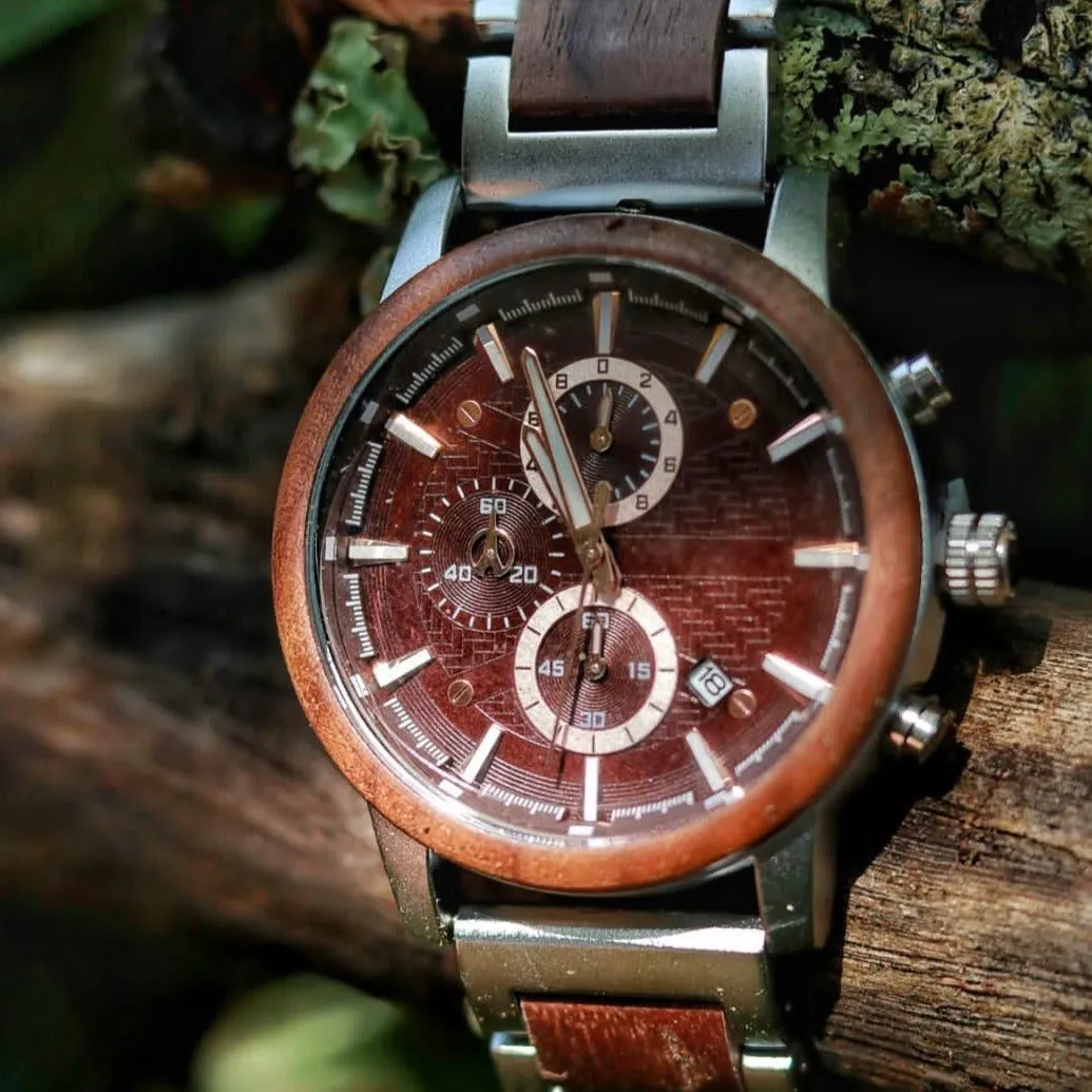 Storm - Walnut & Brushed Stainless Steel Watch