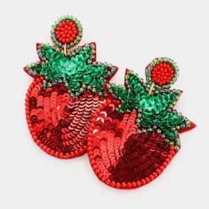 Strawberry Sequin Felt Back Earrings