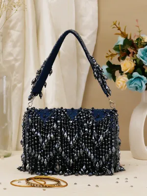Swisni blue crystal big flap clutch bag