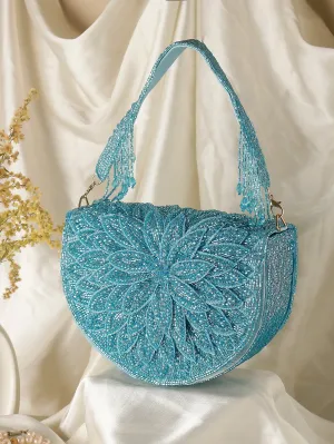 Swisni sky blue leaf clutch bag