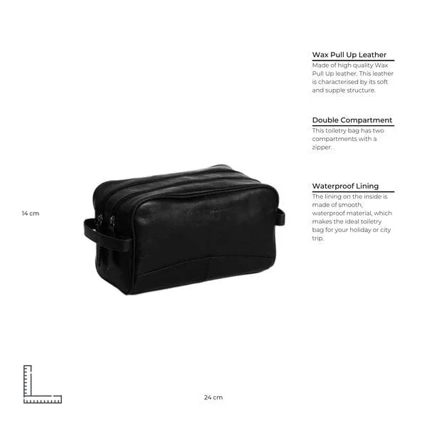 The Chesterfield Leather Toiletry Bag Black Stacey
