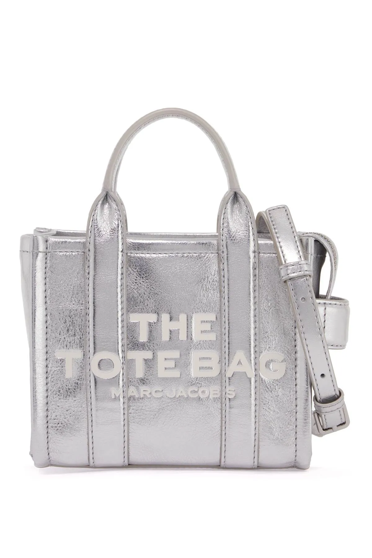 the metallic leather crossbody tote bag -