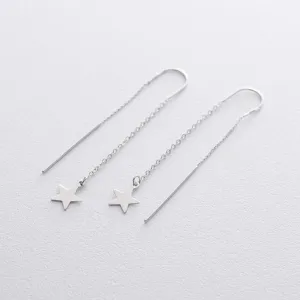Threader Earrings with Star Charm 925 Silver Jewelry