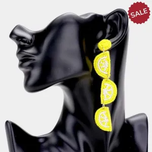 Triple Lemon Seed Bead Felt Back Earrings