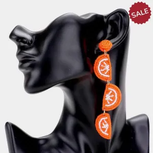 Triple Orange Seed Bead Felt Back Earrings