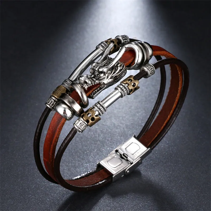 Unisex Leather Dragon Bracelet..