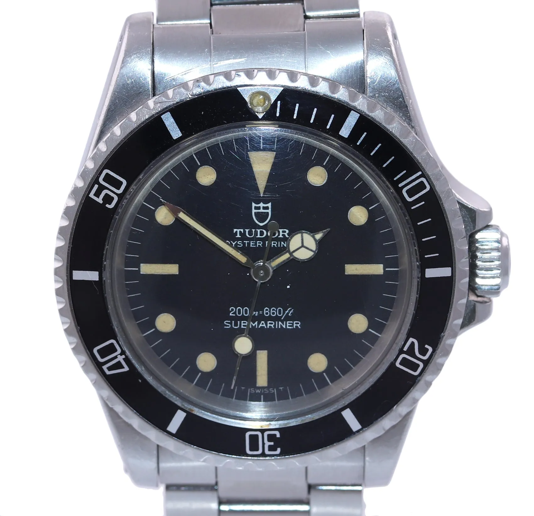 UNPOLISHED PATINA Tudor Submariner Steel Matte Black Prince 7016/0 Steel Watch