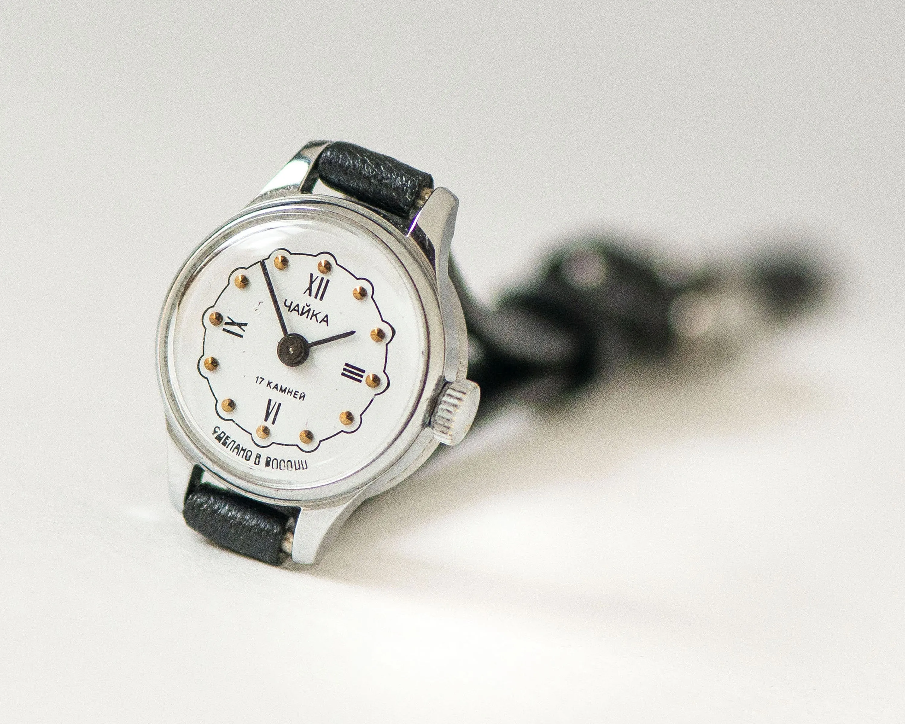 Unused micro watch for women silver shade Seagull, limited edition vintage lady watch, tiny watch feminine charm, new premium leather strap